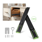 Garvee Guías de Cajón de 41 cm Negras - Acero Aleado Resistente, Extensión Completa, Uso en Hogar y Oficina