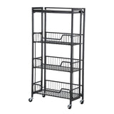 Garvee Carro De Cocina Plegable 4 Niveles Con Ruedas Negro Para Frutas Patatas Cebollas Snacks - Negro