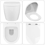 Garvee Inodoro suspendido sin bordes en cerámica con tapa abatible automática para baños modernos, forma D, 55.5cm, blanco - Blanco