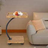 Garvee Mesa Auxiliar con Ruedas Rodantes, Diseño en C, Dos Estantes, Madera Robusta, para Sala y Dormitorio, Estilo Versátil, Madera/Walnut/Blanco - Madera Natural