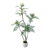 Garvee Arbre Artificiel Mahonia Fortunei 180 cm - Plante Décorative Intérieur - Pot Blanc Stable - Installation Rapide - Salon, Bureau - 2.13 m