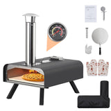 Garvee Horno de Pizza Portátil 33 cm Acero Inoxidable SUS430 para Camping y Jardín, Rápido Calentamiento, Piedra para Pizza, Termómetro, Bolsa de Transporte - Negro
