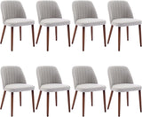 Garvee Juego de 8 Sillas de Comedor de Madera, Asiento Acolchado Tapizado en Tela de Lino con Patas de Madera Maciza para Cocina y Restaurante, Gris - Gris