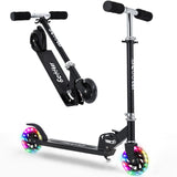 Garvee Patinete Infantil con Ruedas LED RGB, Ligero, Manillar Ajustable, Plataforma Antideslizante, Plegable, Negro, para Niños 3+ - Negro