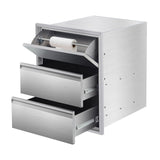 Garvee Cajones para Cocina Exterior con Portarrollos de Papel Acero Inoxidable Montaje Empotrado 18x23x23 In para Isla de Cocina o Estación de Parrilla - Tres Capas