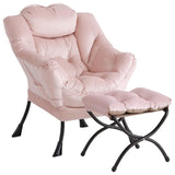 Garvee Sillón Relax con Otomana, Diseño Ergonómico, Estructura de Acero, Algodón PP, Blanco, para Sala y Jardín - Blanco