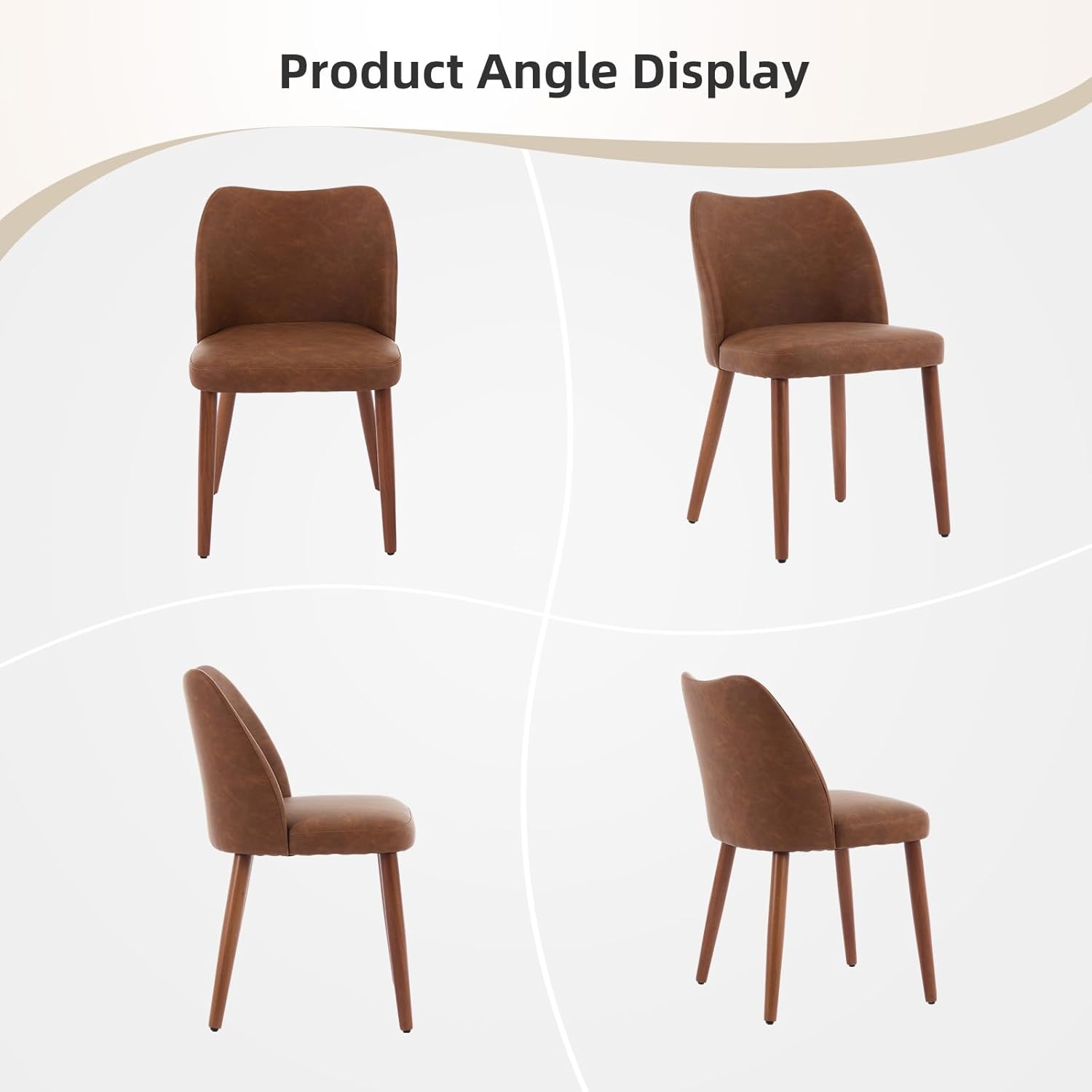 Garvee Pack de 4 Sillas para Comedor de Piel PU Estilo Wingback Asiento Acolchado con Espuma y Patas Robustas de Madera Sillas Modernas de Cocina y Salón Color Marrón