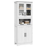 Garvee armario Baño Alto 170 cm MDF PB 5 Puertas Estantes Ajustables 170cm Interior Baño Sala Cocina Comedor Blanco Roble EE.UU. Modelo Doble Fila - Blanco