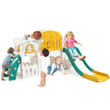 Garvee Juegos infantiles 8 en 1 con telescopio y canasta de baloncesto para niños 1-3 años, jardín, PE ecológico, estable y seguro, multicolor - Verde