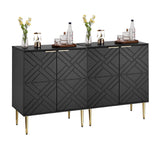 Garvee Set de 2 Aparadores Modernos Negro y Oro, Armarios de Almacenamiento con Estantes Ajustables y Patas Metálicas Doradas para Salón, Cocina y Pasillo, 74x40x88 cm
