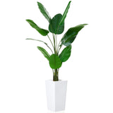 Garvee Árbol Artificial de Plátano 146 cm con Maceta Blanca Estable Planta Tropical Falsa para Salón y Oficina sin Mantenimiento - Palmera del Viajero Mini