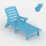 Garvee Chaise Lounge Oversized HDPE con Ruedas y 5 Posiciones para Exterior en Piscinas y Jardines, 198x60x32cm, Resistente y Cómodo - Azul