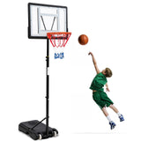 Garvee Aro de baloncesto ajustable 158.49-210.82cm con ruedas integradas, tablero HDPE 83.82x55.88cm, estructura de acero resistente, base estable para juegos al aire libre - Negro
