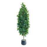 Garvee Árbol De Laurel Artificial En Forma De Lápiz 150 Cm, Realista, Sin Mantenimiento, Plástico Ecológico Y Madera, Para Interiores Y Exteriores, Maceta Blanca - Negro