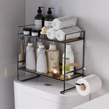Garvee Organizador De Baño Sobre El Inodoro 2 Niveles Sin Perforación Estante De Almacenamiento Blanco - Negro