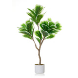 Garvee Árbol Ficus Artificial 91 cm Hoja de Higuera PEVA Flexible Maceta Cemento Interior Sala Oficina Verde Realista y Duradero - Ficus Lira