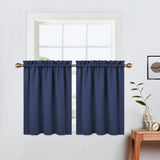 Garvee Cortinas cortas opacas 60.96cm de largo para baño - juego 2 paneles - color azul marino - bloqueo luz 70% - material resistente - ideal para cocina y dormitorio - Azul Marino