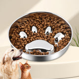 Garvee Comedero Lento para Perros Acero Inoxidable Antideslizante Laberinto, Casa, Varias Tamaños, Plateado