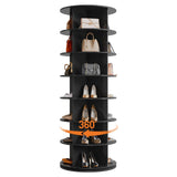 Garvee Organizador Giratorio para Zapatos 7 Niveles Torre de Almacenamiento Vertical 360° Rotación Negro 59×59×163 cm - Negro