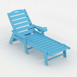 Garvee Chaise Lounge Oversized HDPE con Ruedas y Respaldo Ajustable para Piscinas y Jardines, 198x60x32cm, Azul - Azul