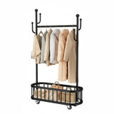 Garvee perchero Metálico con Ruedas, Estante y Ganchos para Dormitorio y Oficina, 175 cm, Acero Resistente Negro - Negro