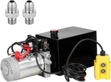 Garvee Unidad de Potencia Hidráulica de Doble Efecto 12V para Remolque Volquete y Elevador de Coches - Bomba Hidráulica con Tanque de Metálico de 6 Cuartos - Acero