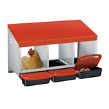 Garvee Caja de Anidación para Pollos 3 Compartimentos, Metal Zinc Galvanizado Mango de Plástico, Bandeja Extraíble, Gallineros Granjas, Naranja - Naranja