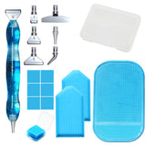 Garvee Set bolígrafos pintura diamantes puntas metálicas acero inoxidable diseño ergonómico 6 colores herramientas pintura diamantes 5D resistentes al desgaste - Azul