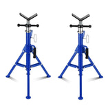 Garvee Soporte para tuberías pesado, capacidad 1134kg, altura ajustable 71-132cm, acero al carbono, base triangular estable, plegable, azul