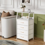 Garvee Kommode con 4 Cajones, Estante Doble, Estructura Metálica, Tela, Compacto para Dormitorio y Salón, 41x29x84.5 cm, Gris - Blanco