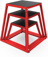 Garvee Caja de salto plyométrica de acero 30.48,45.72,60.96cm - antideslizante, apilable para entrenamiento en casa - Rojo