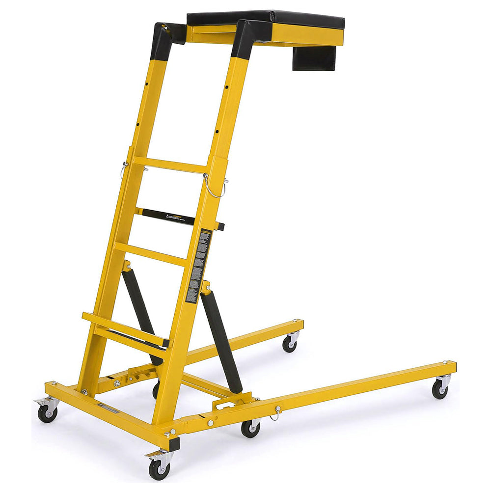 Garvee Creeper Automotriz Ajustable de Acero de 122-168cm con Carga Máxima 182kg, Ruedas Giratorias y Cojín de Cuero, Estructura Amarilla con Cojín Negro para Taller y Mantenimiento