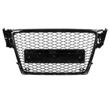 Garvee Rejilla Delantera Nido de Abeja para Audi A4 B8 2008-2012, Estilo Deportivo RS, ABS Resistente, Negro Brillante, Con Portatarga, Uso Urbano