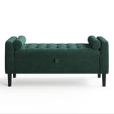 Garvee Banco Otomano de Almacenamiento Tapizado con Compartimento Oculto para Entrada y Dormitorio 118 cm Verde - Verde