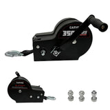 Garvee Winche Manual Para Remolque De Barco 1587.6kg, Acero Galvanizado con Correa 10m y Mango Ergonómico, para Uso Marino y Exterior - Negro