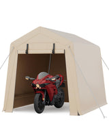 Garvee Cobertizo De Almacenamiento Portátil 6'x6' Con Puerta De Cremallera Y Ventilación, Toldo PE 240g Resistente Al Agua Y UV, Estructura De Acero Reforzado, Gris