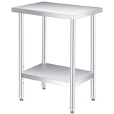 Garvee Mesa de Preparación de Acero Inoxidable 61×46 cm Resistente Ajustable Acero 0.8 mm Uso Comercial Exterior - Plata