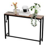 Garvee Mesa Consola Estrecha Garvee con Enchufe y Puerto USB, Vintage, 100x23x80cm, Pasillo, Sofá, Mesa de Exhibición - Vintage