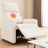 Garvee Sillón Reclinable Eléctrico Con Masaje Y Calefacción, Reposapiés, Tela Gruesa, Para Dormitorio, Sala De Estar, Salón - Blanco