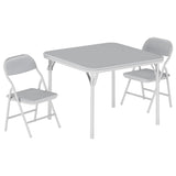 Garvee Mesa y Sillas Plegables para Niños 3 Piezas, Piel PU Resistente, Seguro y Estable, Para Guarderías y Fiestas, Fácil Almacenaje, Multicolor - Gris
