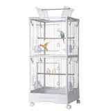 Garvee Jaula Para Pájaros 40'' Con Compartimentos Dobles, Área De Juego Superior, Acero Resistente, Bandeja Extraíble, Soporte Con Ruedas, Para Interiores Y Exteriores, Negro