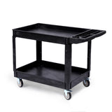 Garvee Carro de Servicio Utility Cart 2 Estantes 249 kg Ruedas Giratorias 360° Plástico HDPE para Almacén y Garaje - Negro