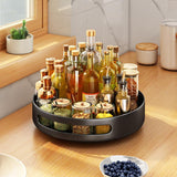 Garvee Drehteller Organizer 360° Rotatorio Acero Carbono Elegante Para Cocina Y Baño - Negro Tamaño Grande