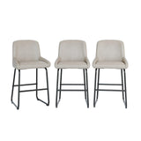 Garvee Taburetes de Barra Altos Juego de 3 - Metal y Asiento Acolchado - Apilables y Antideslizantes - Cocina y Bar - Moderno