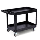 Garvee Carro de Servicio de 2 Estantes en Polipropileno con 250 kg de Capacidad, 4 Ruedas 360° y Mango Ergonómico, para Taller y Garaje, Negro - Negro