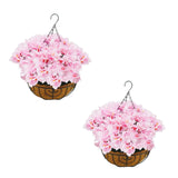 Garvee Set 2 Bougainvilleas Artificiales Colgantes 12 Flores Rosas Clima-Resistente Cesta Mimbre Interior Exterior - Rosa