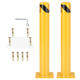 Garvee Set de 2 Bolardos de Seguridad de 106 cm de Acero con Franjas Reflectantes Amarillo - Amarillo x2