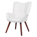 Garvee Silla De Comedor Casual En Lino Y Gamuza Con Estructura Metálica Para Salones Modernos, Asiento Profundo, Respaldo Alto, Patas Con Almohadillas Antideslizantes, Multicolor - Blanco