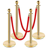 Garvee Set De Postes Stanchion Con Cuerda De Terciopelo Roja, Barrera De Cola VIP, Acero Inoxidable Dorado, Eventos, 1.5M, Rojo - Dorado-4