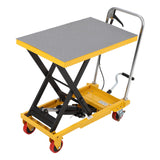 Garvee Carro Hidráulico Elevador Manual 227 kg Altura 72 cm Acero Resistente Plataforma Antideslizante Ruedas 4 Seguro para Manejo de Materiales - Amarillo